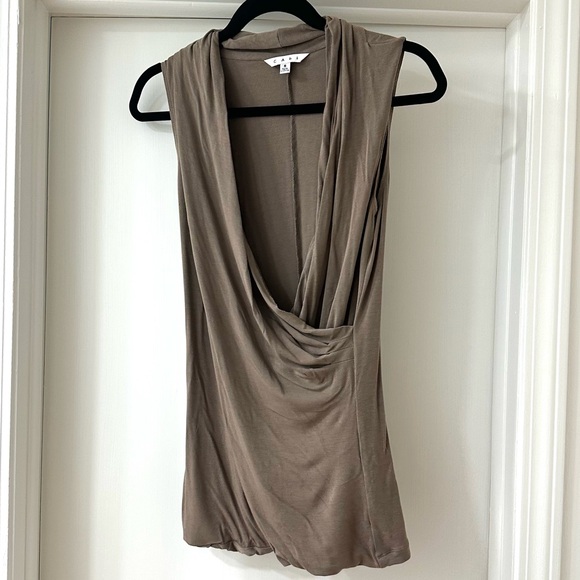 CAbi Tops - CAbi Taupe Draped Wrap Sleeveless Tank Top, Size S
